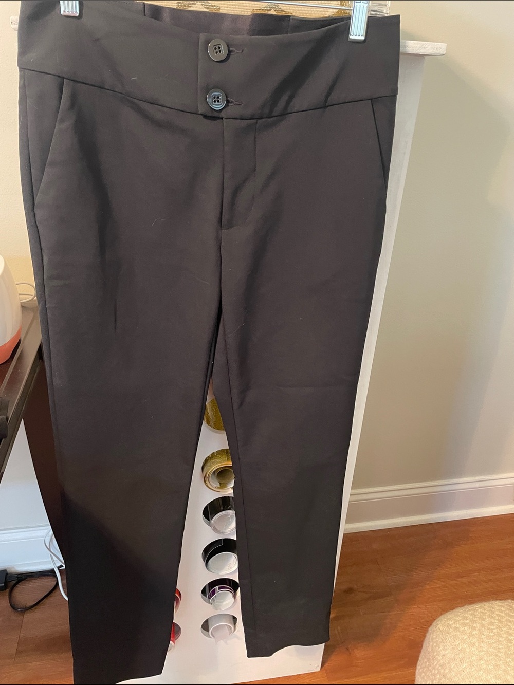 CAbi Black High-Rise Slim Button-Fly Trousers